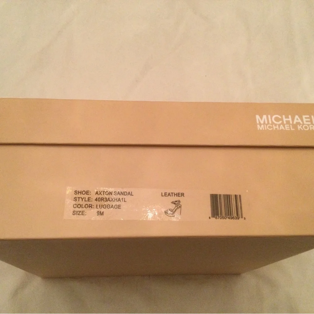 NIB Michael Michael Kors Axton leather two strap luggage wedge. Size 9. - Picture 4 of 12